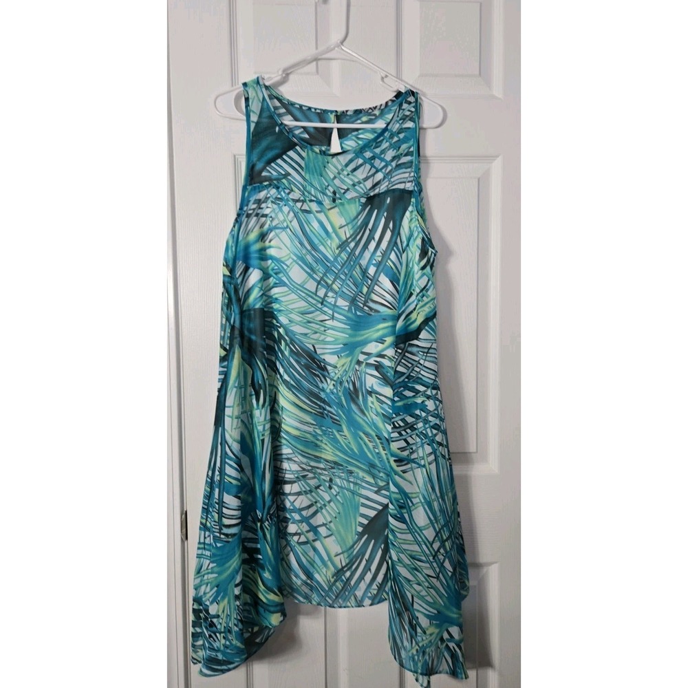 Robbie Bee Sleeveless Dress Size 14 Hawaiian Print Knee Length